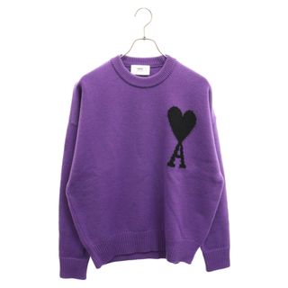 AMI Alexandre Mattiussi アミアレクサンドルマテュッシ AMI DE COEUR CREW NECK SWEATER ハートAロゴ クルーネック ニットセーター UKS002.018 パープル