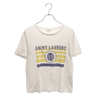 サンローラン(Saint Laurent)のSAINT LAURENT PARIS サンローランパリ 18AW 1971 SL Flag Logo Ivory T-Shirt 1971 フラッグプリント クルーネック半袖Tシャツ 525481 YB2UH ホワイト(Tシャツ/カットソー(半袖/袖なし))