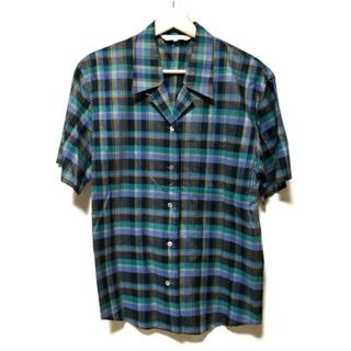 Burberry's(バーバリーズ) 半袖シャツブラウス サイズ11R レディース美品  - 黒×グリーン×マルチ チェック柄(シャツ/ブラウス(半袖/袖なし))