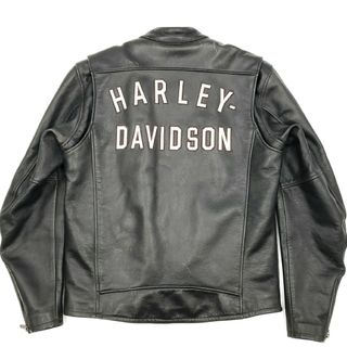 ハーレーダビッドソン(Harley Davidson)の背面ビッグロゴ◆HARLEY-DAVIDSON◆ライダースジャケット黒 822M(ライダースジャケット)