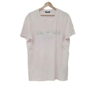 BALMAIN(バルマン) 半袖Tシャツ サイズXL メンズ美品  - ライトピンク×シルバー クルーネック(Tシャツ/カットソー(半袖/袖なし))