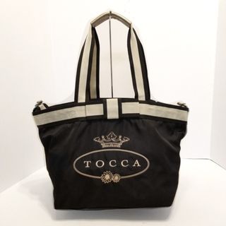 トッカ(TOCCA)のTOCCA(トッカ) ショルダーバッグ - 黒×アイボリー マザーズバッグ/2way/リボン ナイロン(ショルダーバッグ)