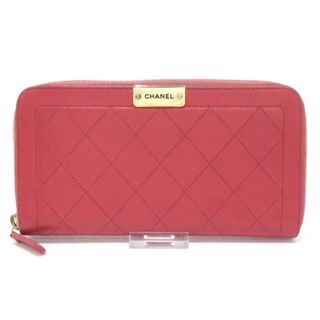 シャネル(CHANEL)のCHANEL(シャネル) 長財布 マトラッセ レッド ラウンドファスナー/ゴールド金具 カーフスキン(財布)