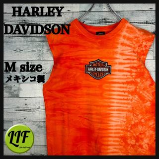 ハーレーダビッドソン(Harley Davidson)のハーレダビッドソン メキシコ製 刺繍ロゴ タイダイ染め タンクトップ オレンジM(タンクトップ)