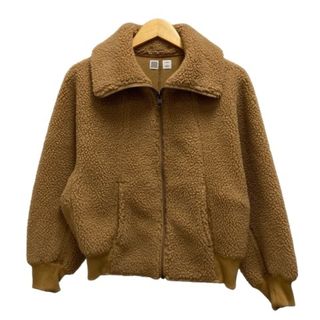 ユニクロ(UNIQLO)のユニクロ U フリースジャケット アウター ボア 無地 長袖 L 茶 レディース(その他)