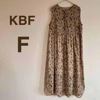 KBF - KBF 花柄 シフォンワンピース ロングワンピース モカ フレア おしゃれ 夏