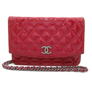 シャネル(CHANEL)のCHANEL(シャネル) 財布 ブリリアント/マトラッセ A48692 ワインレッド チェーンウォレット/ブラックシルバー金具 エナメル（レザー）(財布)