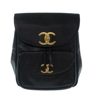 シャネル(CHANEL)のCHANEL(シャネル) リュックサック レディース - 黒 ゴールド金具 キャビアスキン(リュック/バックパック)