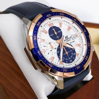 カシオ(CASIO)の◆希少 稼働 CASIO EDIFICE 腕時計 クロノグラフ レザー メンズx(腕時計(アナログ))