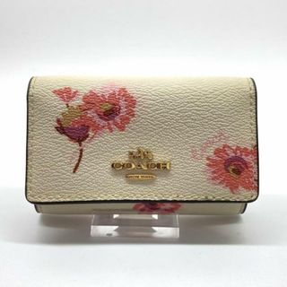 コーチ(COACH)のCOACH(コーチ) キーケース - C0307 アイボリー×ピンク 5連フック/花柄/キーリング付き レザー(キーケース)