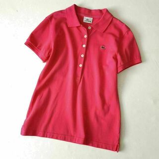 ラコステ(LACOSTE)のラコステ　半袖　ニューフィット　ポロシャツ　鮮やかピンク　42　L相当　5つ釦(ポロシャツ)