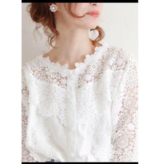 Sawa a la mode■レースの花柄ブラウス ホワイト■サワアラモード(シャツ/ブラウス(長袖/七分))