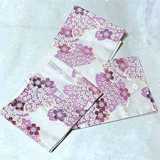 さが美 袋帯 はればれ加工 桜 さくら ピンク 着物 浴衣 チェック 刺繍(帯)