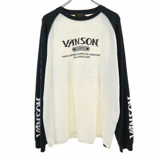 バンソン(VANSON)のバンソン 両面プリント 長袖 Tシャツ XXL ブラック×ホワイト VANSON ロンT ビックサイズ メンズ(Tシャツ/カットソー(七分/長袖))