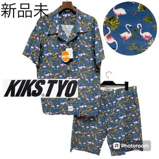 キックスティーワイオー(KIKS TYO)の新品未■KIKS TYO■セットアップ アロハシャツ ショートパンツ フラミンゴ(セットアップ)