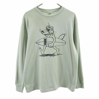 プーマ(PUMA)のプーマ プリント 長袖 Tシャツ M グリーン系 PUMA ロンT メンズ(Tシャツ/カットソー(七分/長袖))