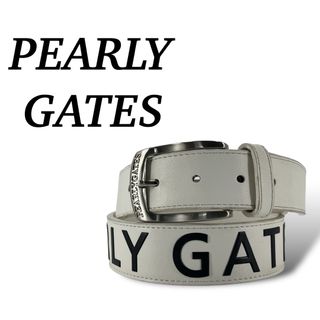 パーリーゲイツ(PEARLY GATES)のパーリーゲイツ　レザーベルト　バックル　ロゴ入り型押し　男女兼用　レザー　白(ベルト)