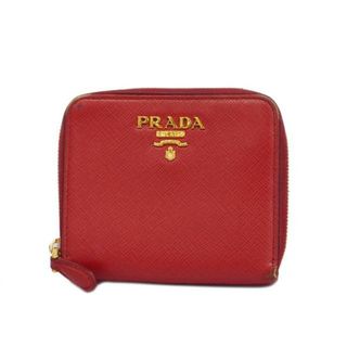 プラダ(PRADA)の【4ma0366】プラダ 財布/サフィアーノ/レザー/レッド/ゴールド金具 【中古】 レディース(財布)