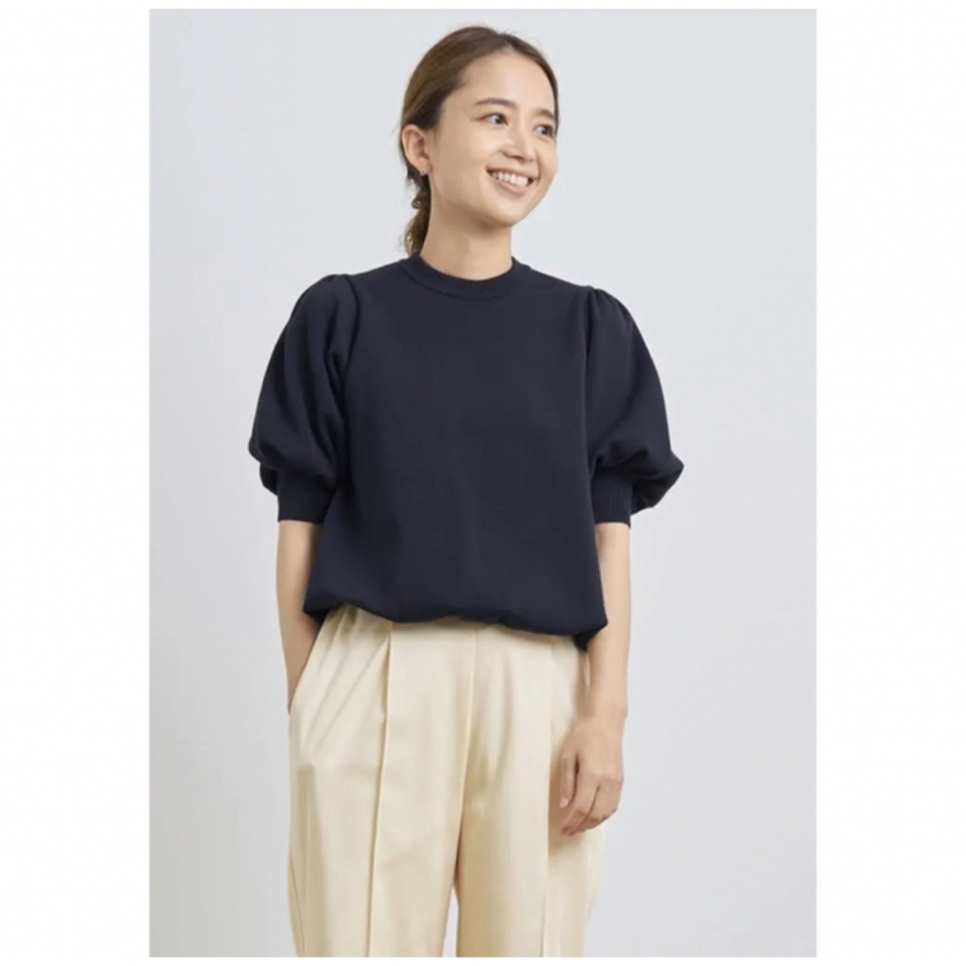 yori ヨリ コットンパフスリーブニット ネイビー yori ヨリ コットンパフスリーブニット ネイビー