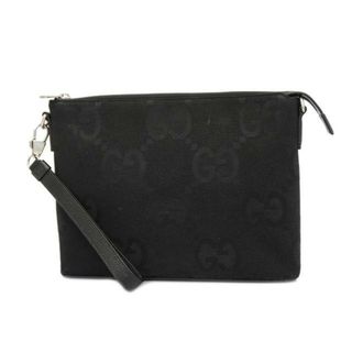 グッチ(Gucci)の【4ma0257】グッチ クラッチバッグ/ジャンボGG/739668/キャンバス/ブラック/シルバー金具 【中古】 メンズ/レディース/ユニセックス(セカンドバッグ/クラッチバッグ)