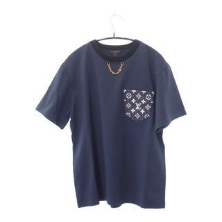 ルイヴィトン(LOUIS VUITTON)の【中古】【Aランク】LOUIS VUITTON ルイヴィトン モノグラムポケット Tシャツ 半袖 トップス 1AC1R0 コットン ネイビー Lサイズ レディース【ISEYA】(Tシャツ(半袖/袖なし))