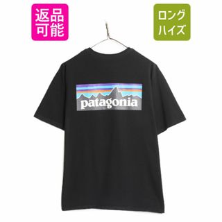 パタゴニア(patagonia)のパタゴニア 両面 プリント 半袖 Tシャツ メンズ M / Patagonia アウトドア フィッツロイ P6 ボックスロゴ バックプリント クルーネック 黒(Tシャツ/カットソー(半袖/袖なし))