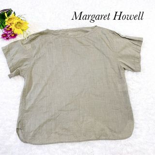 マーガレットハウエル(MARGARET HOWELL)の美品⭐️マーガレットハウエル コットン シャツ 半袖 オリーブ S(シャツ/ブラウス(半袖/袖なし))