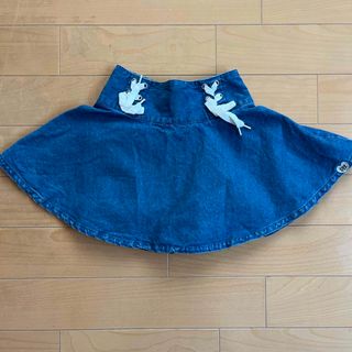 子供服ピンクラテ　デニムスカート140サイズ(ひざ丈スカート)