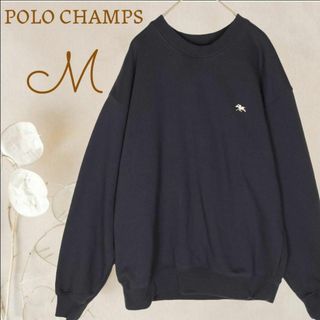 ポロチャンプス(POLO CHAMPS)のb4091【ポロチャンプス】長袖トレーナー Mビッグシルエット 紺 ユニセックス(スウェット)