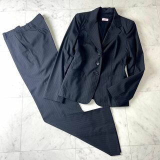マックスアンドコー(Max & Co.)のMAX&Co. ストライプ ジャケット L パンツ M セットアップ スーツ 黒(スーツ)