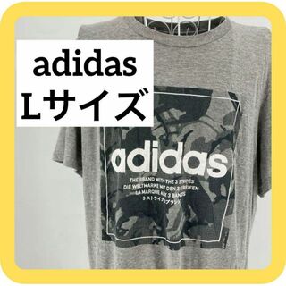 アディダス(adidas)のadidas Lサイズ　アディダス　Tシャツ　グレー　ビッグプリントロゴ(Tシャツ/カットソー(半袖/袖なし))