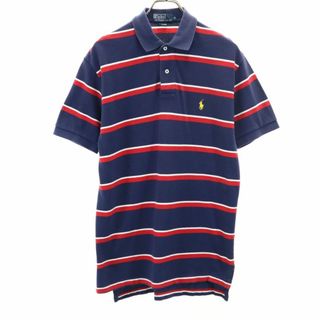 ポロバイラルフローレン ボーダー柄 半袖 ポロシャツ M ネイビー×赤×白 Polo by Ralph Lauren 鹿の子地 メンズ(ポロシャツ)