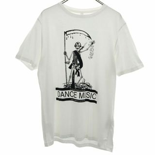 アースポジティブ スカル プリント 半袖 Tシャツ M ホワイト earth positive メンズ(Tシャツ/カットソー(半袖/袖なし))