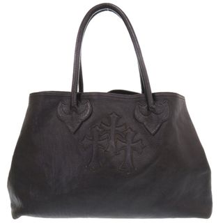 クロムハーツ(Chrome Hearts)のクロムハーツ 3セメタリークロスパッチ レザー ブラック トートバッグ 1289 【中古】 CHROME HEARTS メンズ(トートバッグ)