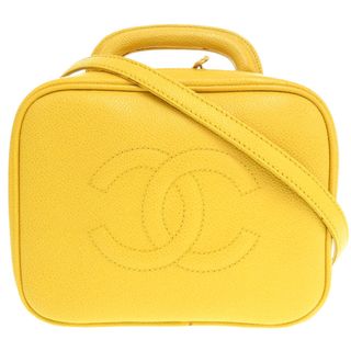 シャネル(CHANEL)の美品 シャネル キャビアスキン イエロー ココマーク 5番台 バニティバッグ ショルダーバッグ 黄 0038 【中古】 CHANEL(ショルダーバッグ)