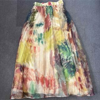 アメリヴィンテージ(Ameri VINTAGE)のAMERI willow paint pleats skirt(ロングスカート)