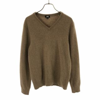 ユニクロ(UNIQLO)のユニクロ 長袖 カシミヤ100% Vネック セーター L ブラウン系 UNIQLO +J ニット メンズ(ニット/セーター)