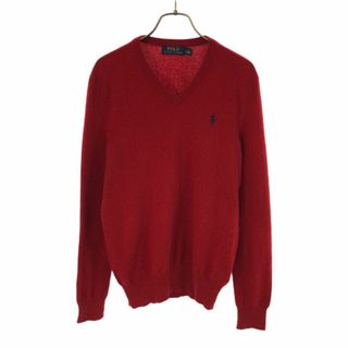 ポロラルフローレン(POLO RALPH LAUREN)のポロラルフローレン 長袖 Vネック ウール100％ セーター XS レッド系 POLO RALPH LAUREN ニット メンズ(ニット/セーター)