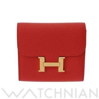 エルメス(Hermes)の中古 エルメス HERMES レディース 二つ折り財布 ルージュトマト /ゴールド金具 ヴォーエプソン(財布)