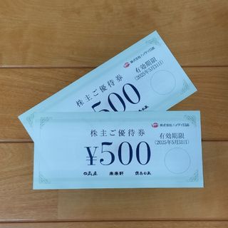 ハイデイ日高 株主優待券 1000円 (500円×2枚)