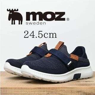 モズ(moz)のモズ メンズ スリッポン ソフトクッションソール ネイビー 24.5cm(スリッポン/モカシン)