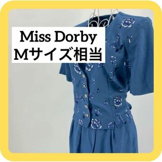 Miss Dorby Mサイズ相当　ロングワンピース　花柄　レトロ　紐ベルト(ロングワンピース/マキシワンピース)