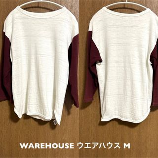 ウエアハウス(WAREHOUSE)のMサイズ！日本製 ウエアハウス 古着七分袖ベースボールシャツ アメカジ古着(Tシャツ/カットソー(七分/長袖))