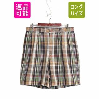 ラルフローレン(Ralph Lauren)の90s ポロ ラルフローレン チェック コットン ショート パンツ メンズ 35 / 古着 90年代 オールド ショーツ ツータック 短パン マルチカラー(ショートパンツ)