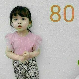 カワイイ♡袖レースTシャツ♪ピンク シンプル 子ども服 女の子 インポート 80(Ｔシャツ)