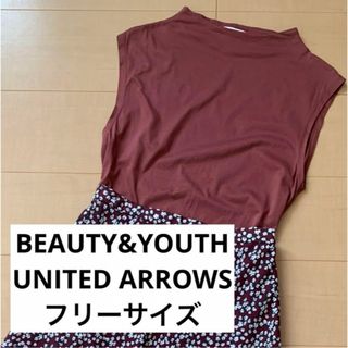 ビューティアンドユースユナイテッドアローズ(BEAUTY&YOUTH UNITED ARROWS)のBEAUTY&YOUTH ノースリーブ　トップス　赤系(カットソー(半袖/袖なし))