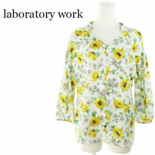 ラボラトリーワーク(LABORATORY WORK)のラボラトリーワーク ブラウス Vネック 八分袖 花柄 M 220420AH4A(シャツ/ブラウス(半袖/袖なし))