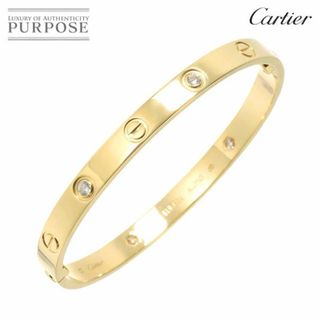 カルティエ(Cartier)のカルティエ Cartier ラブ ブレス ハーフ ダイヤ 4P #17 K18 YG 750 ブレスレット バングル【証明書付き】VLP 90232439(ブレスレット/バングル)