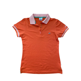 ラコステ(LACOSTE)のラコステ　オレンジ　ポロシャツ　レディース　L フランス製　LACOSTE(ポロシャツ)