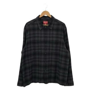 シュプリーム(Supreme)のSUPREME / シュプリーム | PLAID FLANNEL SHIRT / ロゴ プレイド フランネル シャツ | L | ブラック/ダークグレー | メンズ(Tシャツ/カットソー(七分/長袖))